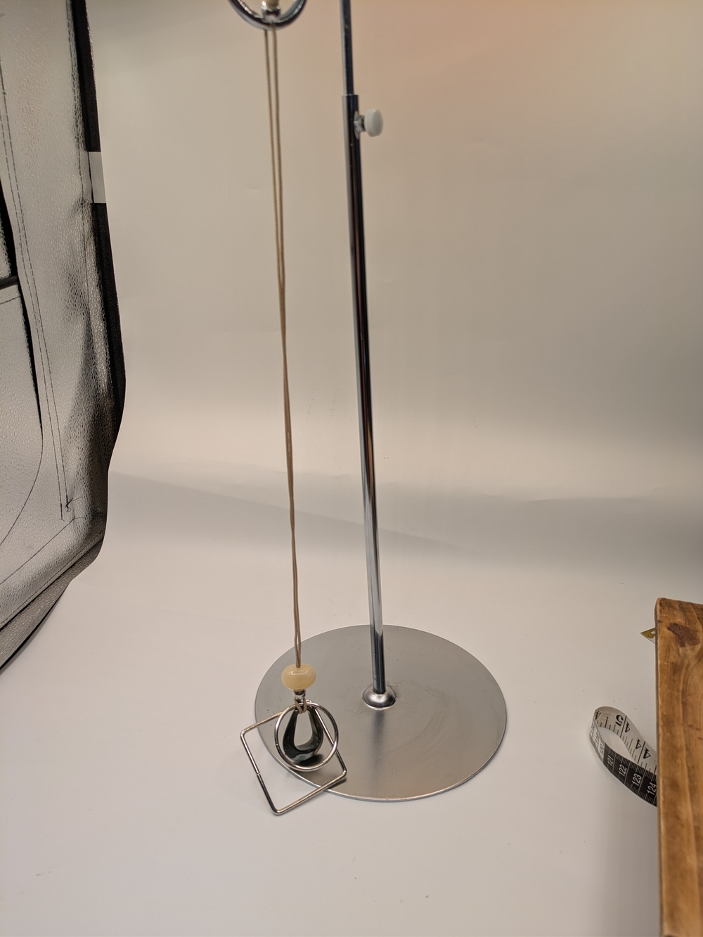 Beige and Black Modern Pendant Necklace On String - Picture 2 of 4